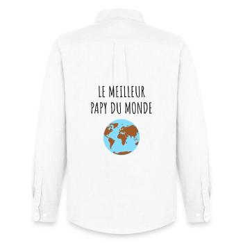 Meilleur Papy Globe - Chemise Oxford homme Stanley/Stella - blanc - Dos - AI Model Male 185 dark (185cm)
