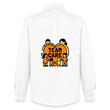 Team Care Herz Kita Wappen - Männer Oxford Hemd von Stanley/Stella - Weiß - Hinten - AI Model Male 185 dark (185cm)