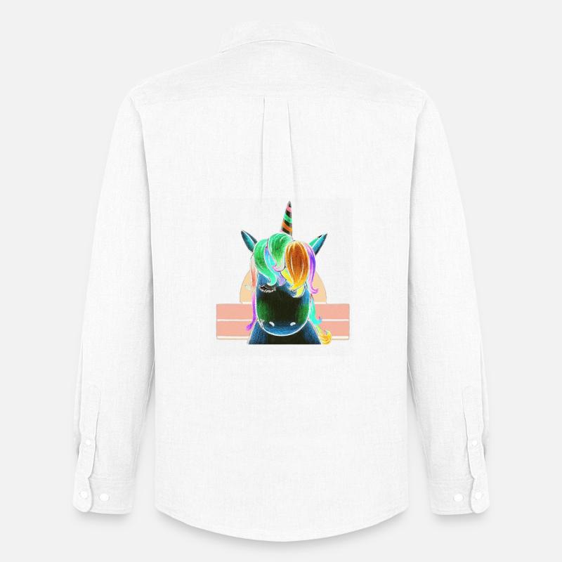 Regenbogen-Einhorn - Männer Oxford Hemd von Stanley/Stella - Weiß