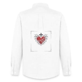 Barbed Heart Crown Tattoo Tee - Men's Oxford Shirt by Stanley/Stella - white - Back - AI Model Male 185 dark (185cm)