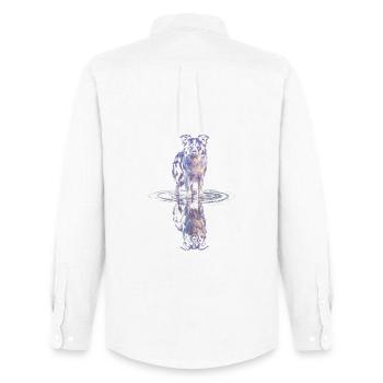 Border Collie Water Reflection - Men's Oxford Shirt by Stanley/Stella - white - Back - AI Model Male 185 dark (185cm)