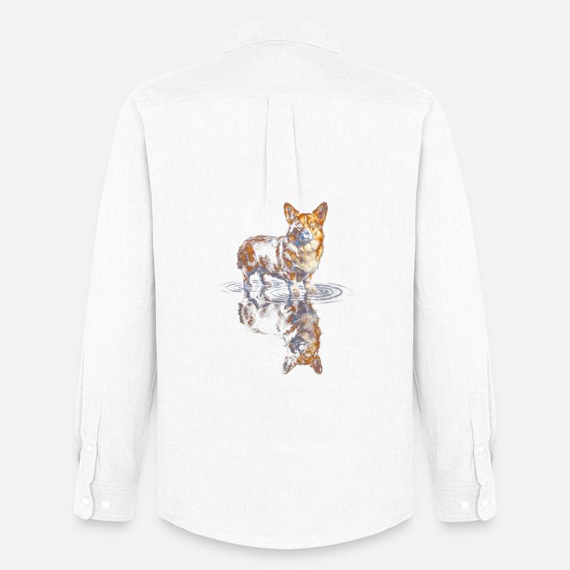 Wasserreflex Corgi - Männer Oxford Hemd von Stanley/Stella - Weiß