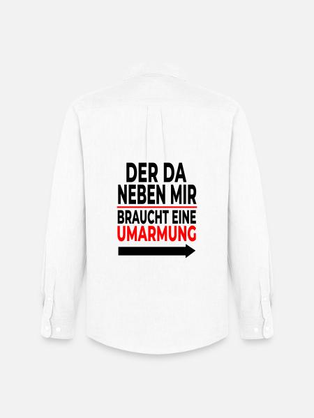 Umarmung: Rote Linie Schriftdesign - Männer Oxford Hemd von Stanley/Stella - Weiß