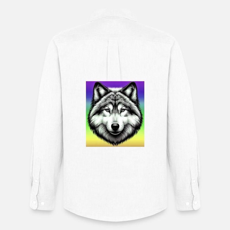 Wolf - Männer Oxford Hemd von Stanley/Stella - Weiß