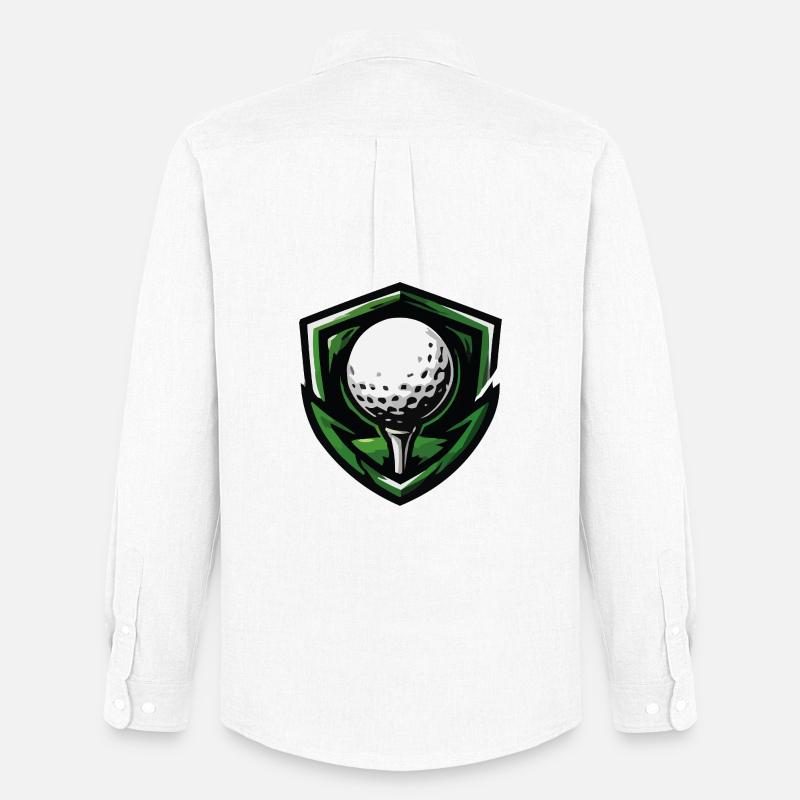 Schild Golfball Emblem - Männer Oxford Hemd von Stanley/Stella - Weiß