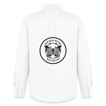 heavy metal butterfly skull design butterfly - Men's Oxford Shirt by Stanley/Stella - white - Back - AI Model Male 185 dark (185cm)