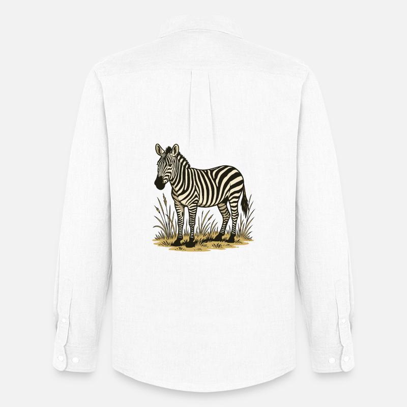Zebra - Männer Oxford Hemd von Stanley/Stella - Weiß