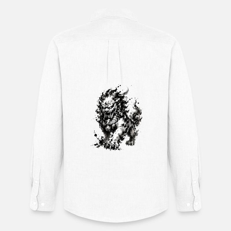 Ink Foo Dog Wächter - Männer Oxford Hemd von Stanley/Stella - Weiß