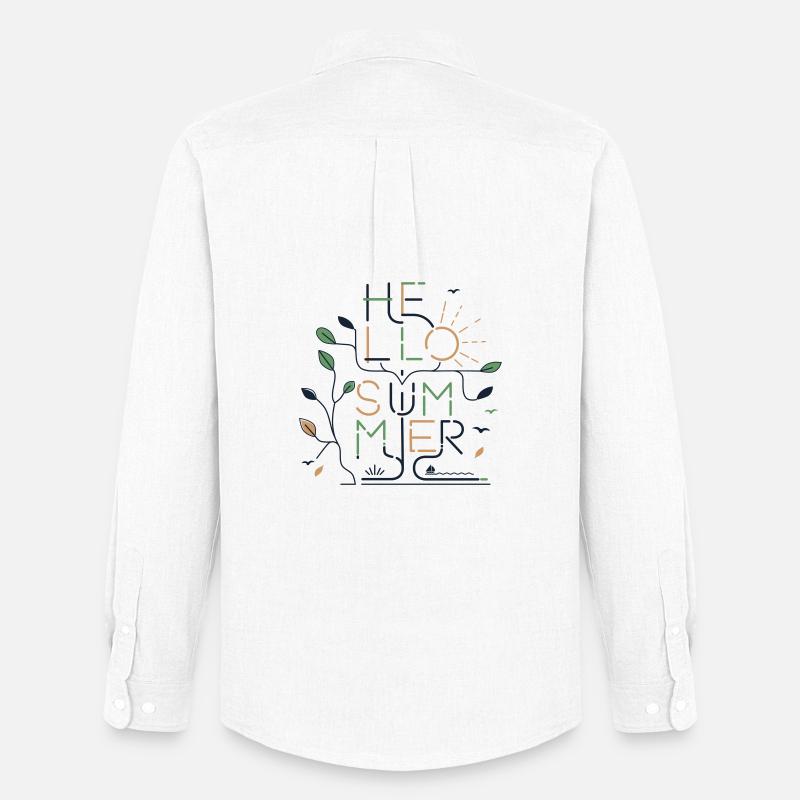 HELLO SUMMER VIBES – Minimale Monoline - Männer Oxford Hemd von Stanley/Stella - Weiß