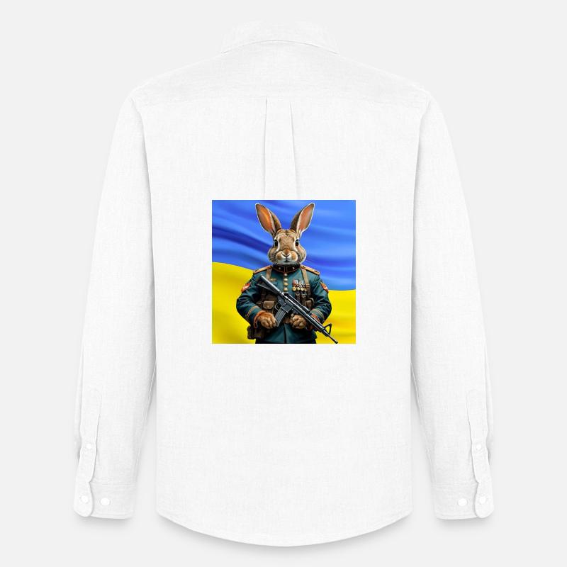Guardian Rabbit: Held der Ukraine - Männer Oxford Hemd von Stanley/Stella - Weiß