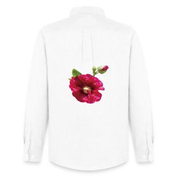 Vibrant_Crimson_Hollyhock_Flower - Männer Oxford Hemd von Stanley/Stella - Weiß - Hinten - AI Model Male 185 dark (185cm)
