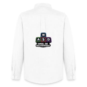 WASD Neon Dinge die mich bewegen PC - Männer Oxford Hemd von Stanley/Stella - Weiß - Hinten - AI Model Male 185 dark (185cm)