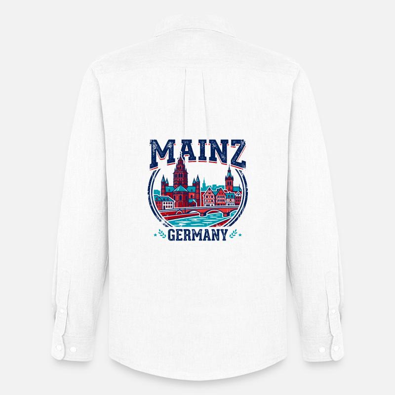 Mainz Germany Cathedral Rhine River Emblem - Männer Oxford Hemd von Stanley/Stella - Weiß