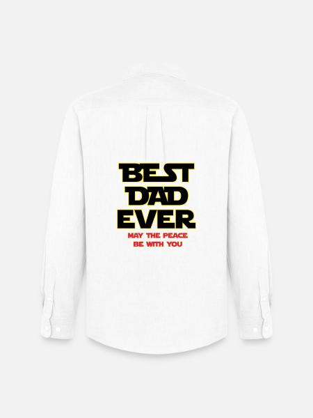 Best Dad Ever Neon Outline - Men's Oxford Shirt by Stanley/Stella - white