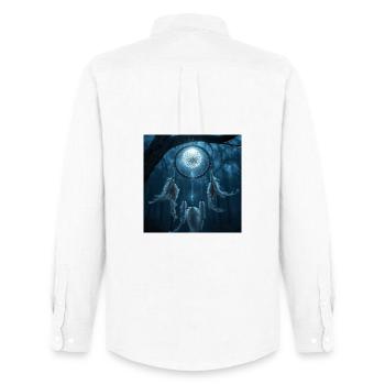 Talisman de la Nuit de l’Attrape-Rêves - Dark Fantasy - Chemise Oxford homme Stanley/Stella - blanc - Dos - AI Model Male 185 dark (185cm)