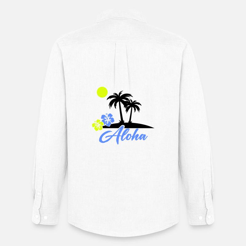 Aloha Hibiskus Neon Script - Männer Oxford Hemd von Stanley/Stella - Weiß