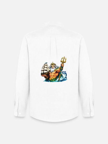 Neptune with sailing ship - Men's Oxford Shirt by Stanley/Stella - white