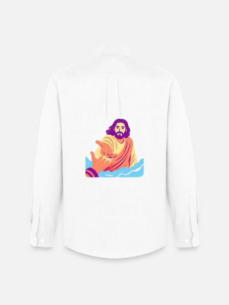 Jesus - Retro Pop Art - Men's Oxford Shirt by Stanley/Stella - white