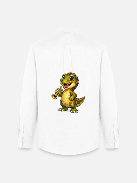 Dino mit Trompete - Männer Oxford Hemd von Stanley/Stella - Weiß