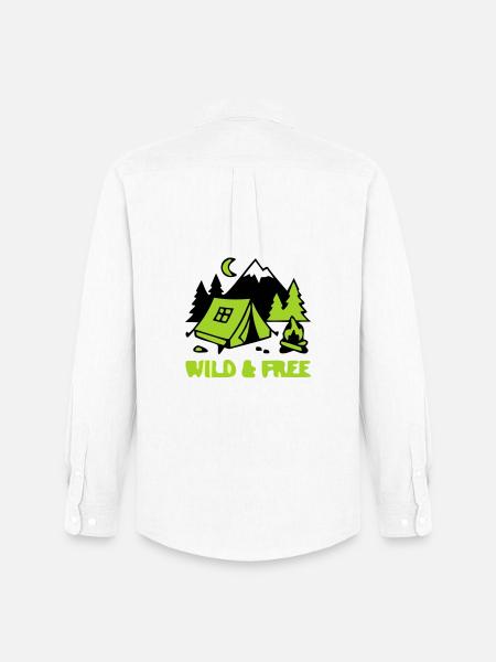 Camping Zelt Natur Grafik - Männer Oxford Hemd von Stanley/Stella - Weiß
