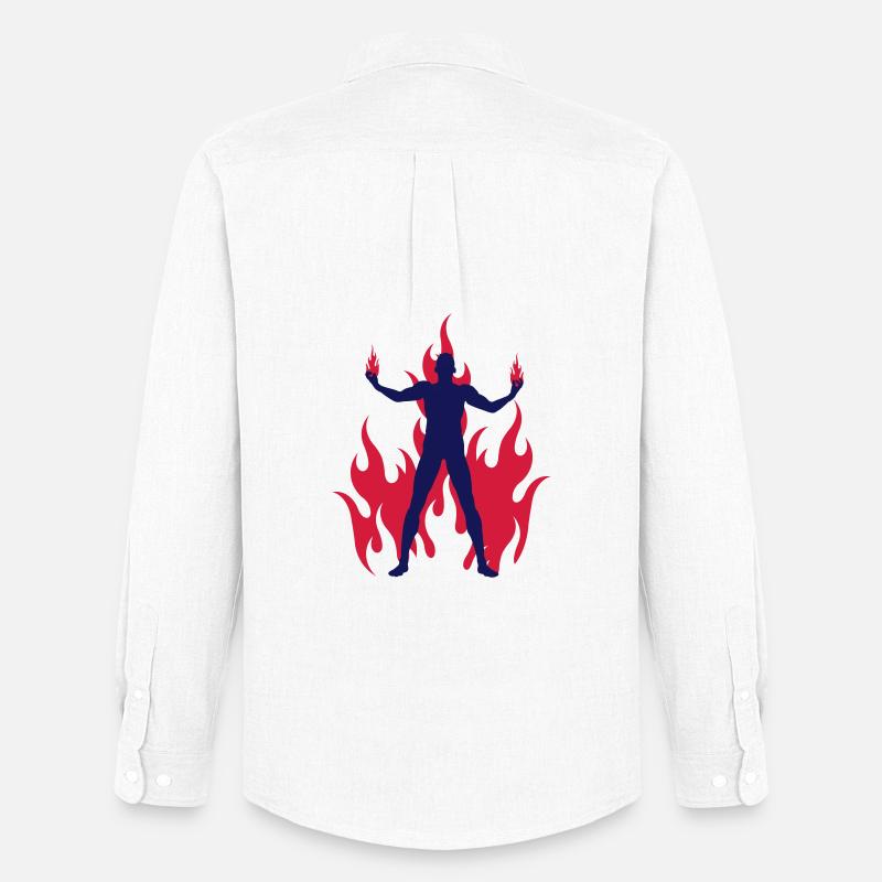 rocking devil - rockender teufel - flammen flames - Männer Oxford Hemd von Stanley/Stella - Weiß