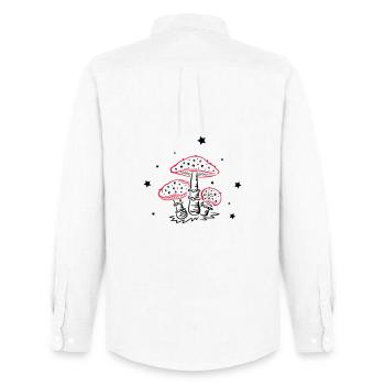 Fly agaric, fungi with stars, mushrooms - Men's Oxford Shirt by Stanley/Stella - white - Back - AI Model Male 185 dark (185cm)