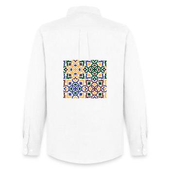 Andalusian Tiles 3 (face mask) - Men's Oxford Shirt by Stanley/Stella - white - Back - AI Model Male 185 dark (185cm)