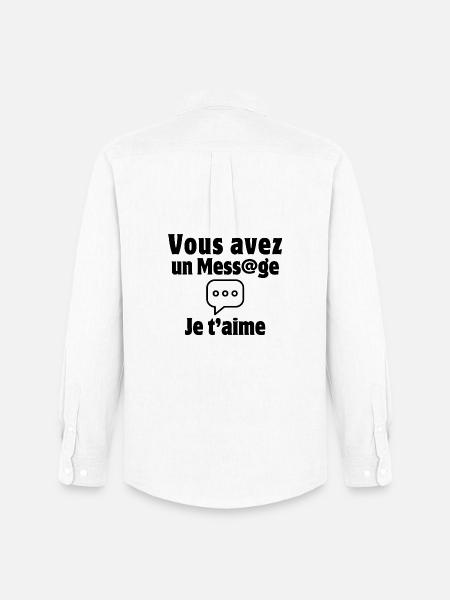 message, SMS, saint-valentin, je t'aime - Chemise Oxford homme Stanley/Stella - blanc