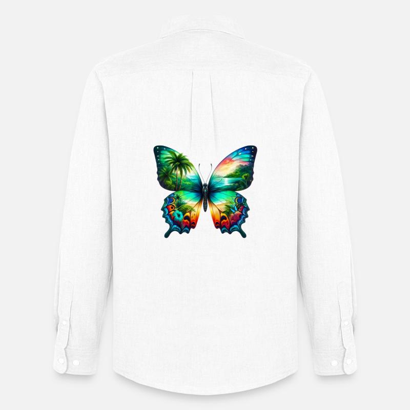 Schmetterling - Männer Oxford Hemd von Stanley/Stella - Weiß