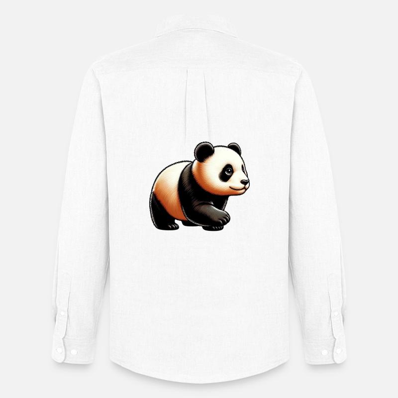 Panda - Männer Oxford Hemd von Stanley/Stella - Weiß