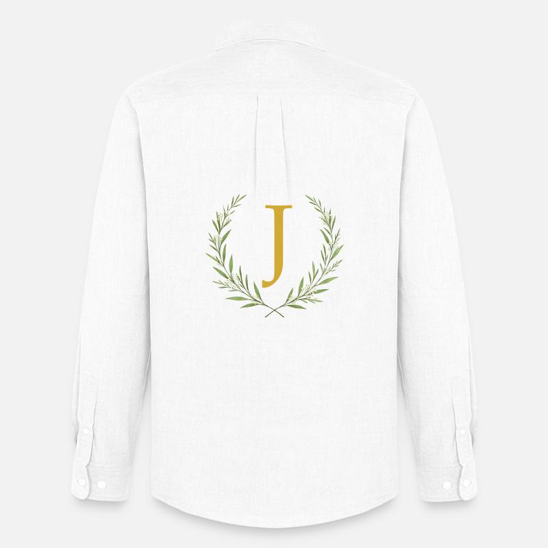 J Monogramm, Eukalyptus Kranz, personalisierbar - Männer Oxford Hemd von Stanley/Stella - Weiß