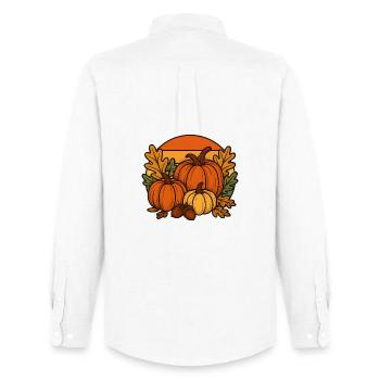 Pumpkins, oak leaves &amp; acorns - Men's Oxford Shirt by Stanley/Stella - white - Back - AI Model Male 185 dark (185cm)