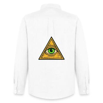 Triangle de l’œil qui voit tout - Chemise Oxford homme Stanley/Stella - blanc - Dos - AI Model Male 185 dark (185cm)
