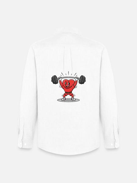 Strong Heart Lifting Weights Cartoon Design - Men's Oxford Shirt by Stanley/Stella - white