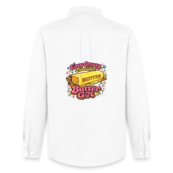 Butter Girl Retro Pop-Art-Illustration - Männer Oxford Hemd von Stanley/Stella - Weiß - Hinten - AI Model Male 185 dark (185cm)