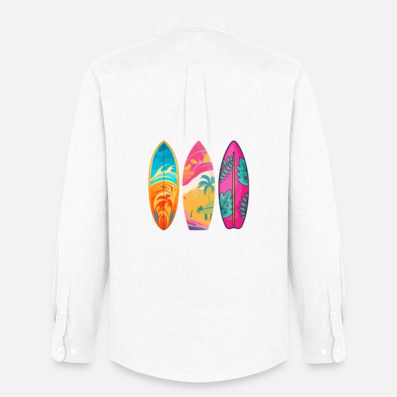 Surf Tropic Buntes Triptychon - Männer Oxford Hemd von Stanley/Stella - Weiß