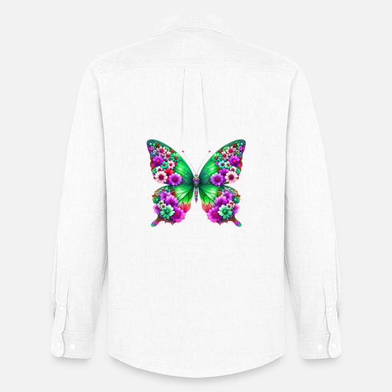 Schmetterling - Männer Oxford Hemd von Stanley/Stella - Weiß