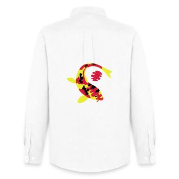 Abstract fish in bright colors - Men's Oxford Shirt by Stanley/Stella - white - Back - AI Model Male 185 dark (185cm)