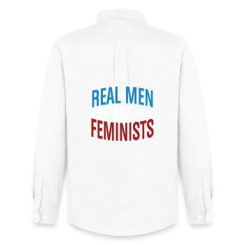 Real Men Are Feminists Equality Statement Tee - Men's Oxford Shirt by Stanley/Stella - white - Back - AI Model Male 185 dark (185cm)