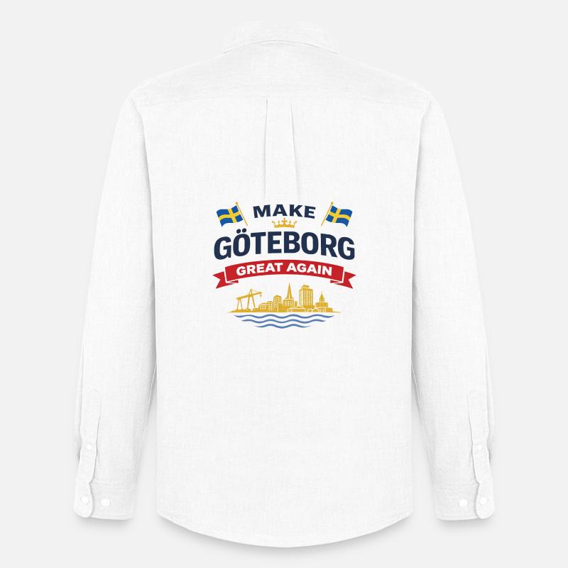 Göteborg-Silhouette mit schwedischen Flaggen - Männer Oxford Hemd von Stanley/Stella - Weiß
