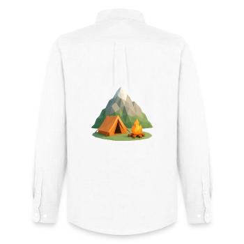 Geopolymountain Camping Szene - Männer Oxford Hemd von Stanley/Stella - Weiß - Hinten - AI Model Male 185 dark (185cm)