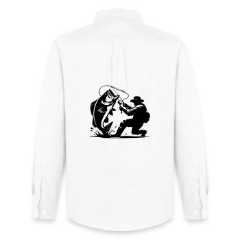 Moulinet Cool Dad Fishing Design - Chemise Oxford homme Stanley/Stella - blanc - Dos - AI Model Male 185 dark (185cm)