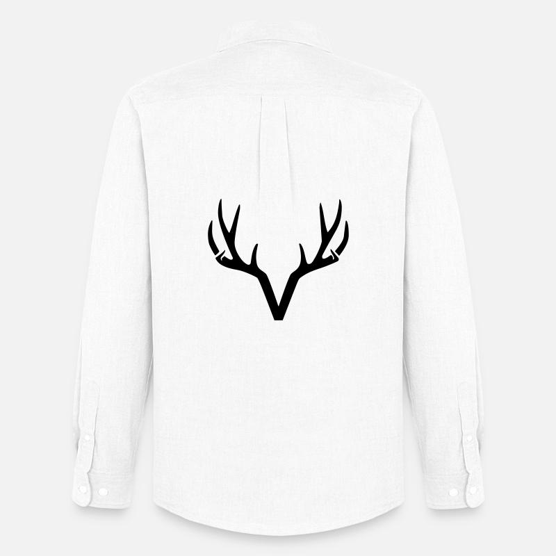 Geweih Hirsch Jäger Natur minimalistisch - Männer Oxford Hemd von Stanley/Stella - Weiß