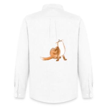 Scratching fox cute animal drawing - Men's Oxford Shirt by Stanley/Stella - white - Back - AI Model Male 185 dark (185cm)