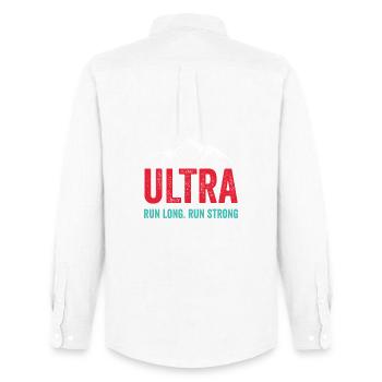 Ultra Running - Run Long. Courez fort. - Chemise Oxford homme Stanley/Stella - blanc - Dos - AI Model Male 185 dark (185cm)