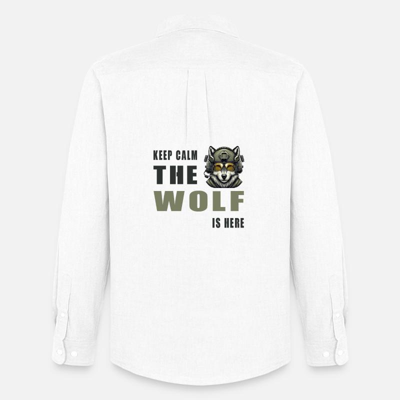 Keep Calm Wolf Is Here - Männer Oxford Hemd von Stanley/Stella - Weiß