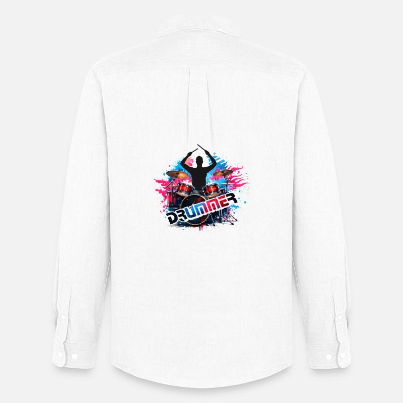 Drummer Power Splash Design  - Männer Oxford Hemd von Stanley/Stella - Weiß