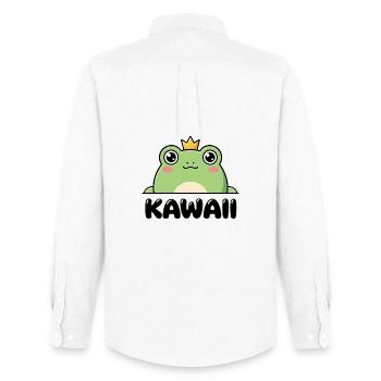 Lil Croak – Kawaii Frosch + Krone (Minimal Design) - Männer Oxford Hemd von Stanley/Stella - Weiß - Hinten - AI Model Male 185 dark (185cm)