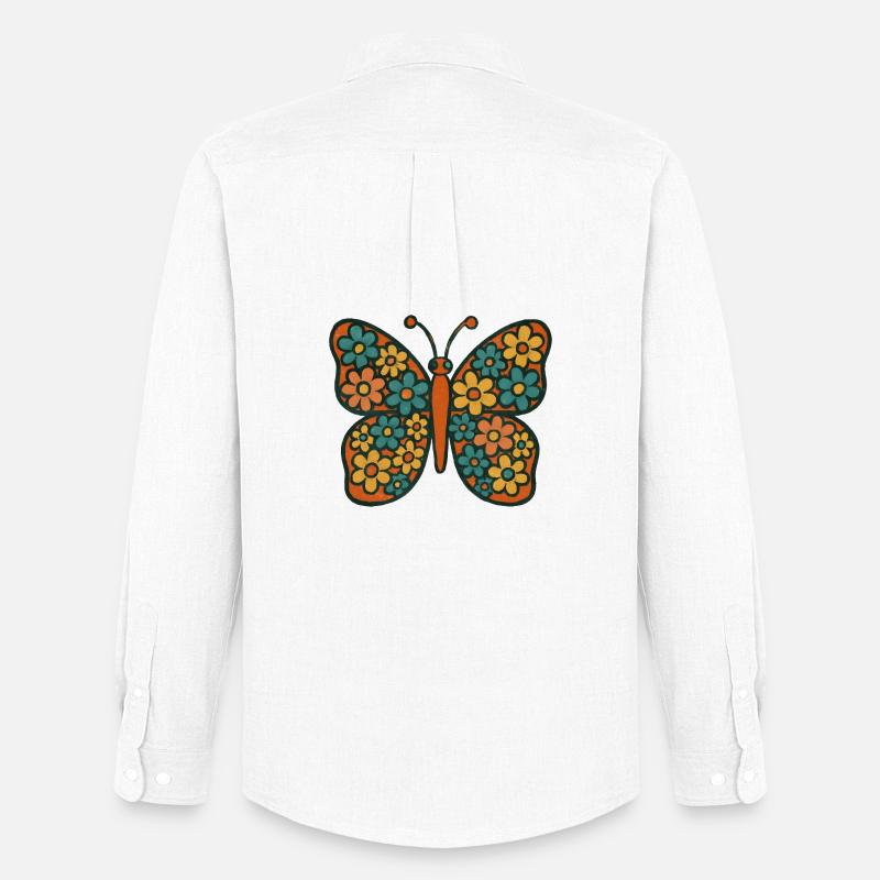 Schmetterling mit Blumenmuster - Männer Oxford Hemd von Stanley/Stella - Weiß