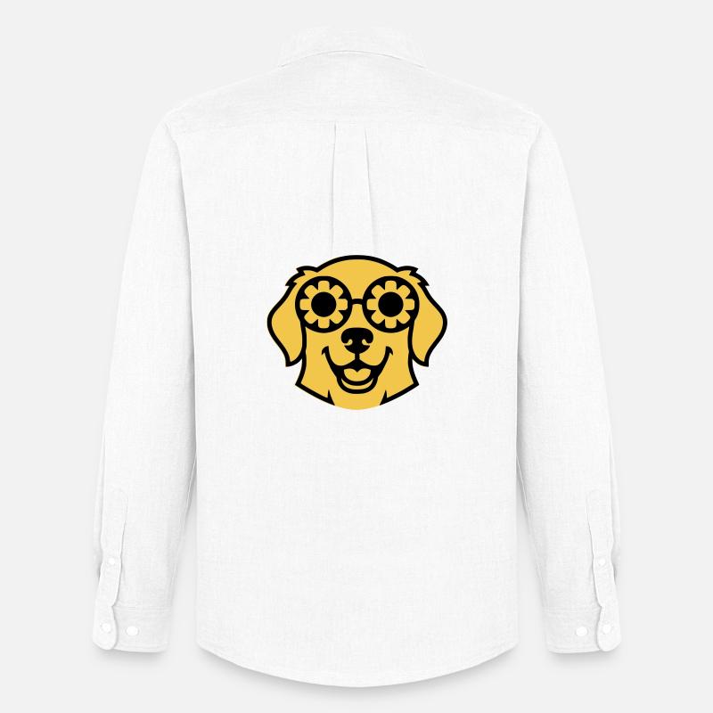 Labrador Blume Brille Peace Comic - Männer Oxford Hemd von Stanley/Stella - Weiß